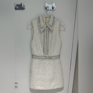 Alice + Olivia Cream and Silver Mini Dress
